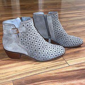 Cole Haan grey willette perforated side zipper ankle booties size 6.5